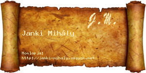 Janki Mihály névjegykártya